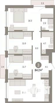 3-к квартира, вторичка, 84м2, 4/8 этаж