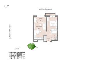 2-к квартира, вторичка, 42м2, 9/15 этаж