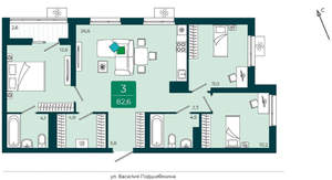 3-к квартира, вторичка, 83м2, 2/17 этаж