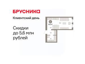 Студия квартира, вторичка, 30м2, 6/8 этаж