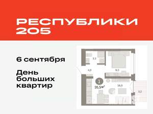 1-к квартира, вторичка, 35м2, 6/9 этаж