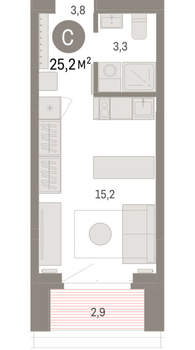 Студия квартира, вторичка, 25м2, 10/16 этаж