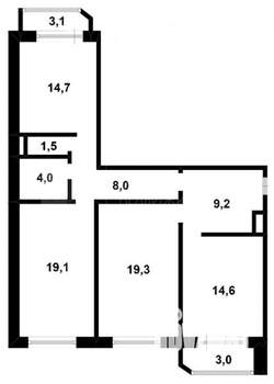 3-к квартира, вторичка, 91м2, 5/12 этаж