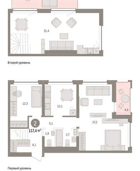 2-к квартира, вторичка, 117м2, 4/8 этаж