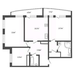 3-к квартира, вторичка, 102м2, 16/16 этаж