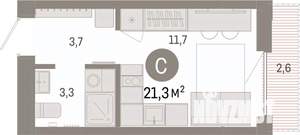 Студия квартира, вторичка, 21м2, 6/9 этаж