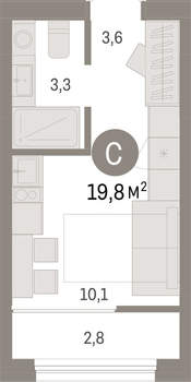 Студия квартира, вторичка, 20м2, 6/17 этаж