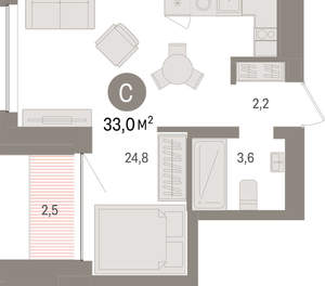 Студия квартира, вторичка, 33м2, 5/8 этаж