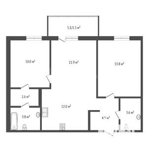 2-к квартира, вторичка, 65м2, 1/25 этаж