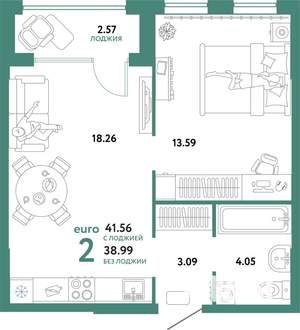 2-к квартира, вторичка, 42м2, 10/25 этаж