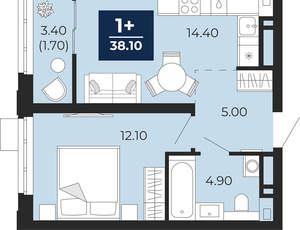 1-к квартира, вторичка, 40м2, 16/24 этаж