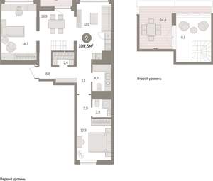 2-к квартира, вторичка, 110м2, 5/9 этаж