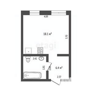 Студия квартира, вторичка, 29м2, 13/17 этаж