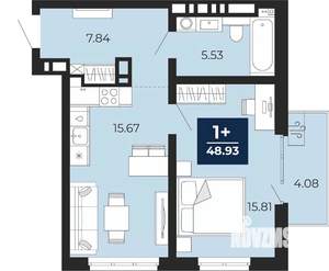 1-к квартира, вторичка, 49м2, 6/12 этаж