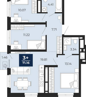 3-к квартира, вторичка, 70м2, 5/24 этаж