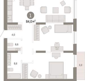 1-к квартира, вторичка, 84м2, 5/17 этаж