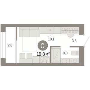 Студия квартира, сданный дом, 20м2, 5/9 этаж