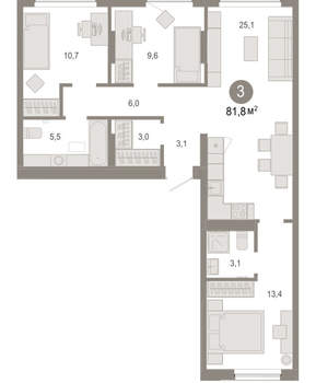 3-к квартира, вторичка, 82м2, 5/17 этаж