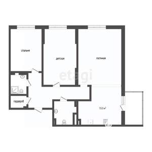3-к квартира, вторичка, 75м2, 16/17 этаж
