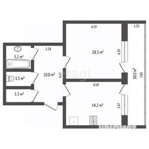 1-к квартира, вторичка, 49м2, 5/16 этаж