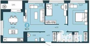2-к квартира, сданный дом, 82м2, 7/10 этаж