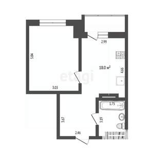 1-к квартира, вторичка, 42м2, 13/16 этаж