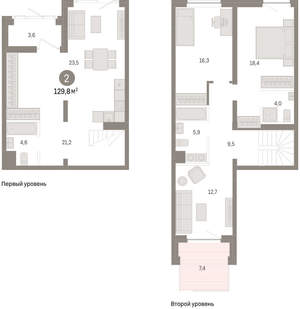 2-к квартира, вторичка, 130м2, 1/10 этаж