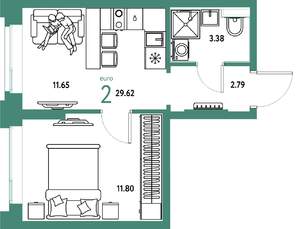 2-к квартира, вторичка, 30м2, 3/25 этаж