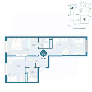 3-к квартира, вторичка, 62м2, 2/17 этаж