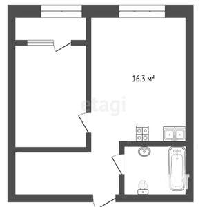 1-к квартира, вторичка, 40м2, 2/4 этаж