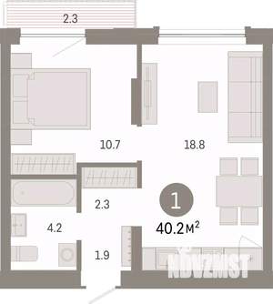 1-к квартира, вторичка, 40м2, 6/8 этаж