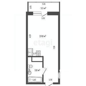 Студия квартира, вторичка, 24м2, 3/19 этаж