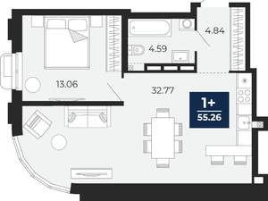 1-к квартира, вторичка, 55м2, 6/24 этаж