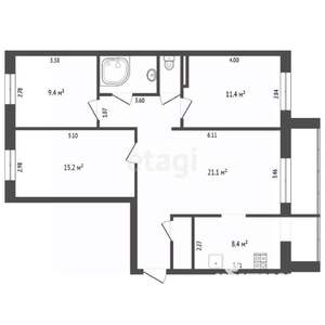 3-к квартира, вторичка, 63м2, 8/10 этаж