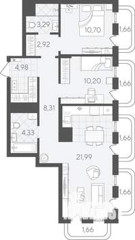 2-к квартира, вторичка, 75м2, 22/24 этаж