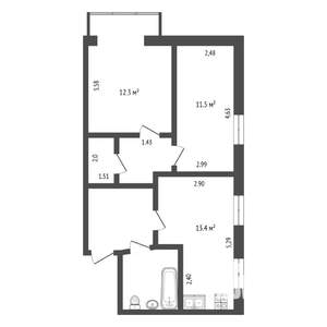 2-к квартира, вторичка, 51м2, 5/5 этаж