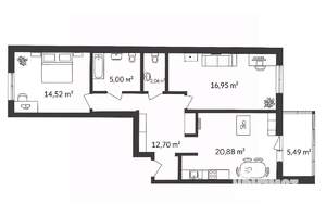 2-к квартира, вторичка, 73м2, 2/14 этаж