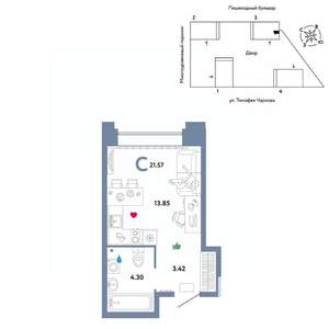 Студия квартира, вторичка, 22м2, 29/31 этаж