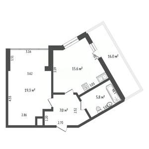 1-к квартира, вторичка, 42м2, 12/23 этаж