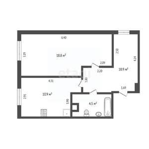 1-к квартира, вторичка, 45м2, 1/11 этаж