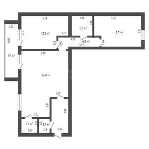 2-к квартира, вторичка, 92м2, 7/14 этаж