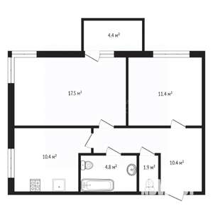 2-к квартира, вторичка, 58м2, 17/20 этаж