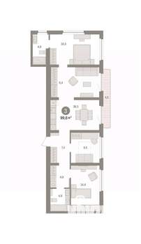 3-к квартира, вторичка, 100м2, 3/7 этаж