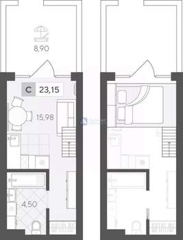 Студия квартира, вторичка, 29м2, 1/17 этаж