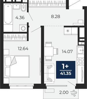 1-к квартира, вторичка, 41м2, 2/24 этаж
