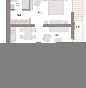 2-к квартира, вторичка, 70м2, 2/25 этаж