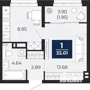 1-к квартира, вторичка, 32м2, 12/12 этаж