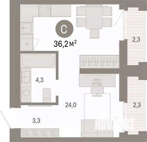 Студия квартира, вторичка, 36м2, 18/25 этаж
