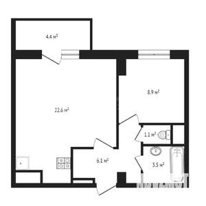 1-к квартира, вторичка, 43м2, 13/18 этаж