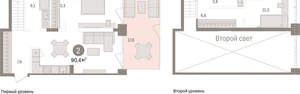 2-к квартира, вторичка, 90м2, 1/8 этаж